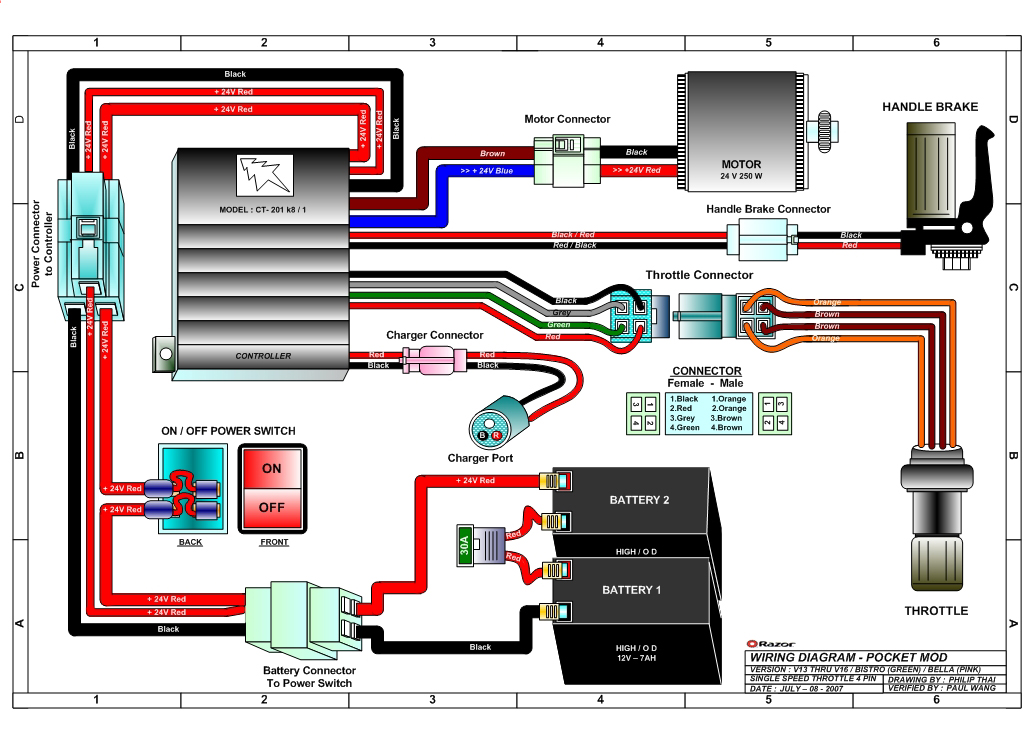 Razor Pocket Mod Bistro Electric Scooter Parts ... electric scooter battery wiring diagram 